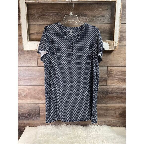 CROFT & BARROW Women’s House Dress Nautical Anchors Size 1X Blue White - Picture 2 of 6